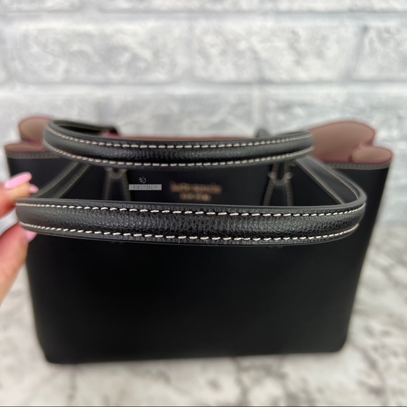 Kate Spade Large All Day Carryall Tote Shoulder Bag Black & Burgundy Wristlet - Picture 7 of 16